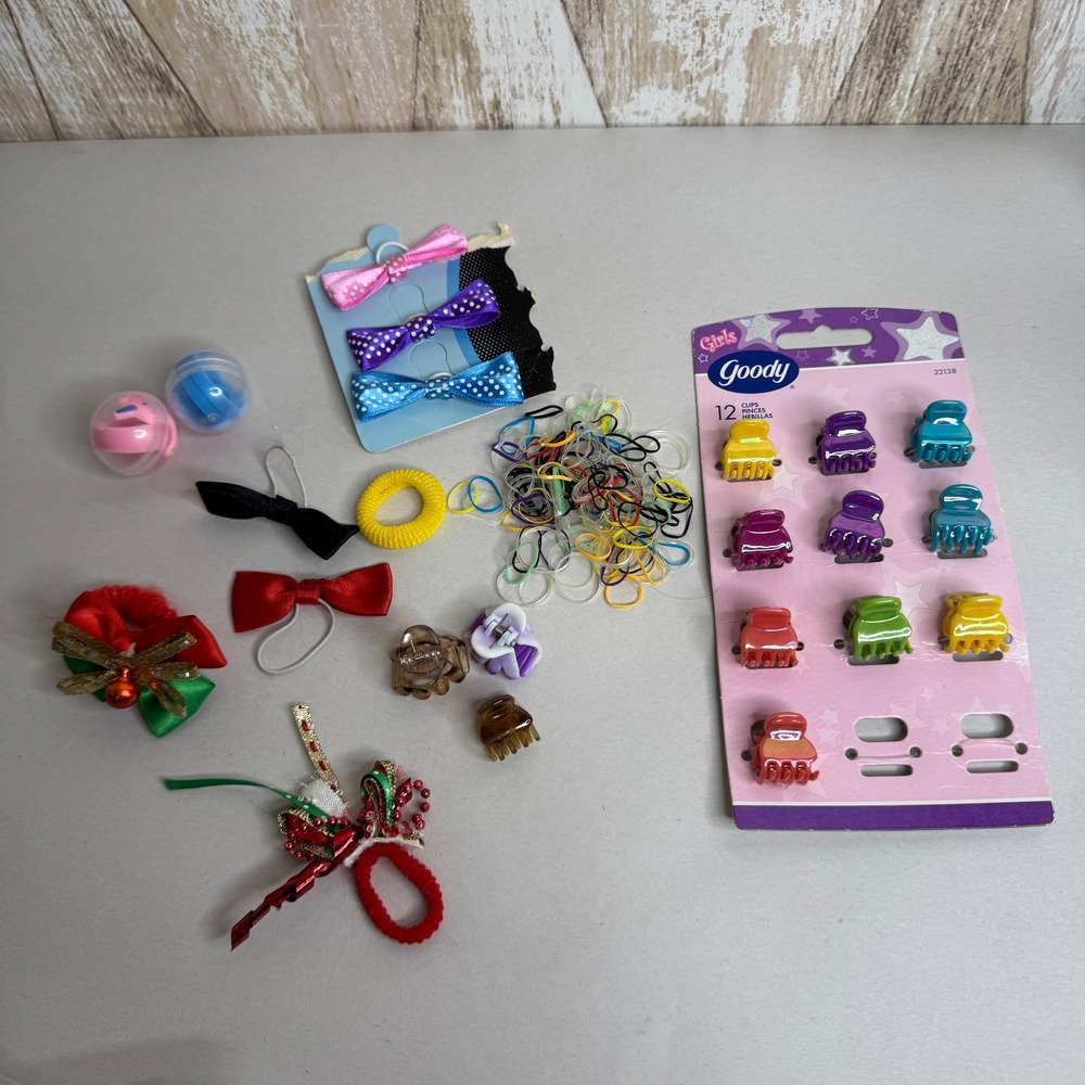 Goody Girls Hair Accessory Lot Claw Clips Bows Elastics Christmas Scrunchie
